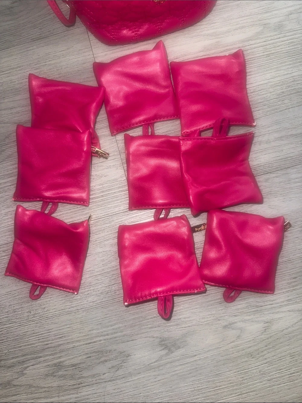 Fuchsia Drawstring Cosmetic Bag Set - Unbranded